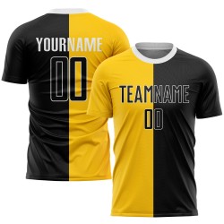 Uniform Black-White Jersey Custom Gold Soccer Fashion Sublimation Split