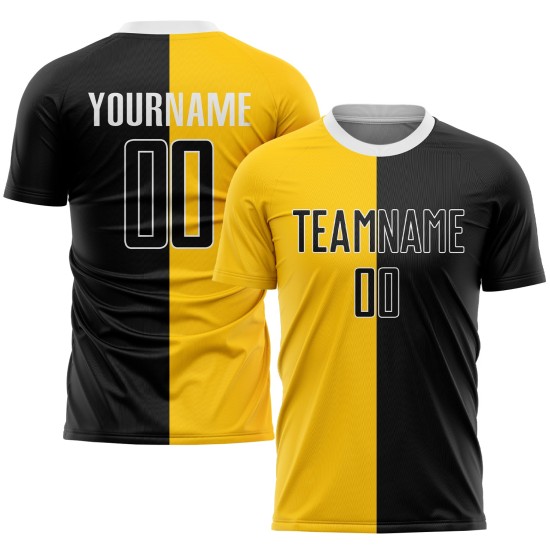 Uniform Black-White Jersey Custom Gold Soccer Fashion Sublimation Split Uniform Black-White Jersey Custom Gold Soccer Fashion Sublimation Split