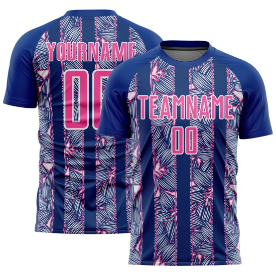Jersey Pink-White Sublimation Uniform Custom Royal Soccer Flowers Jersey Pink-White Sublimation Uniform Custom Royal Soccer Flowers