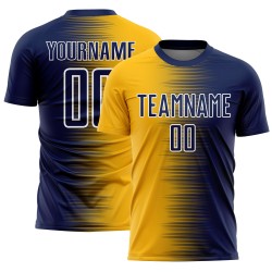 Uniform Jersey Soccer Custom Sublimation Gradient Gold-White Navy Line