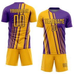 Soccer Uniform Custom Sublimation Gold Jersey Lines Purple-White