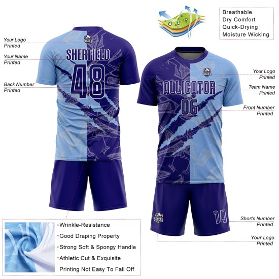 Soccer Sublimation Graffiti Custom Scratch Jersey Pattern Uniform Blue Purple-Light Dark Soccer Sublimation Graffiti Custom Scratch Jersey Pattern Uniform Blue Purple-Light Dark
