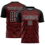 Soccer Black Red-White Sublimation Abstract Geometric Uniform Custom Jersey Shapes Soccer Black Red-White Sublimation Abstract Geometric Uniform Custom Jersey Shapes