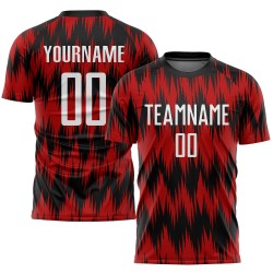 Uniform Custom Soccer Sublimation White-Black Jersey Red