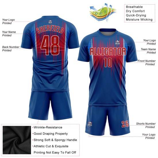 Custom Sublimation Uniform Royal Red-White Jersey Soccer Custom Sublimation Uniform Royal Red-White Jersey Soccer