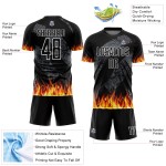 Jersey Uniform Red-Gold Soccer Sublimation Black Custom Flame Jersey Uniform Red-Gold Soccer Sublimation Black Custom Flame