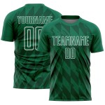 Custom Jersey White Soccer Green Geometric Shapes Sublimation Uniform Kelly Custom Jersey White Soccer Green Geometric Shapes Sublimation Uniform Kelly