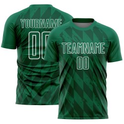 Custom Jersey White Soccer Green Geometric Shapes Sublimation Uniform Kelly