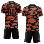 Sublimation Custom Uniform Cloud Soccer Pattern Orange Jersey Black Sublimation Custom Uniform Cloud Soccer Pattern Orange Jersey Black