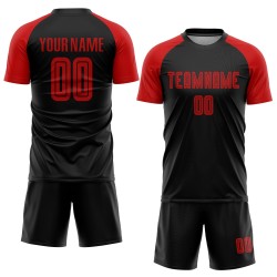 Soccer Uniform Black Sublimation Red Custom Jersey