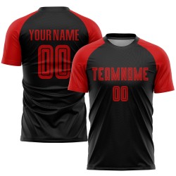 Soccer Uniform Black Sublimation Red Custom Jersey