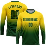 Fade Long Fashion Uniform Custom Sleeve Gold Soccer Green Sublimation Jersey