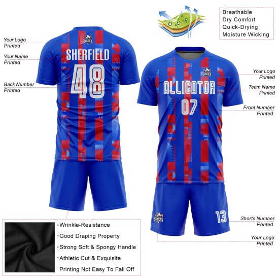 Soccer Jersey Sublimation Home White-Red Royal Custom Uniform Soccer Jersey Sublimation Home White-Red Royal Custom Uniform