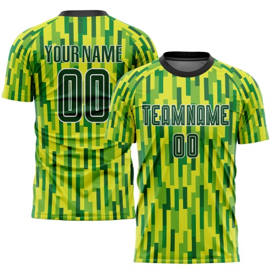 Green Sublimation Custom Soccer Jersey Uniform Green-Gold Neon Green Sublimation Custom Soccer Jersey Uniform Green-Gold Neon