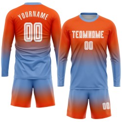 White-Light Soccer Blue Fashion Sublimation Jersey Sleeve Orange Uniform Fade Custom Long
