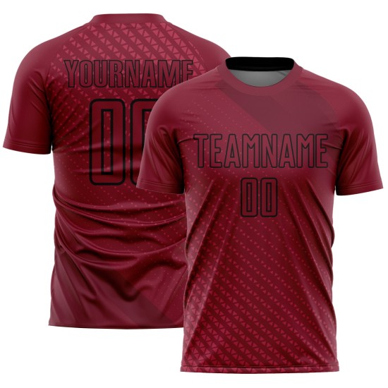 Geometric Crimson Uniform Shapes Custom Black Soccer Jersey Sublimation Geometric Crimson Uniform Shapes Custom Black Soccer Jersey Sublimation