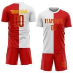 Red-Gold White Fashion Soccer Uniform Jersey Sublimation Split Custom Red-Gold White Fashion Soccer Uniform Jersey Sublimation Split Custom
