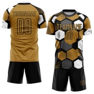 Black-White Old Jersey Sublimation Gold Custom Uniform Soccer