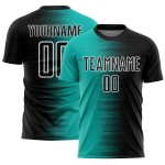 Aqua-White Black Uniform Line Gradient Custom Jersey Sublimation Soccer Aqua-White Black Uniform Line Gradient Custom Jersey Sublimation Soccer