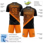 Jersey Custom Sublimation Orange Stripes Black Bay Soccer Uniform Jersey Custom Sublimation Orange Stripes Black Bay Soccer Uniform