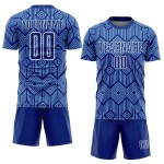 Sublimation Shapes Jersey Light Soccer Uniform Custom Royal Abstract Blue-White Geometric Sublimation Shapes Jersey Light Soccer Uniform Custom Royal Abstract Blue-White Geometric