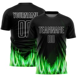 Sublimation Black Flame Jersey Custom Soccer White Uniform
