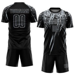 Jersey Black Custom Sublimation Uniform Soccer Silver