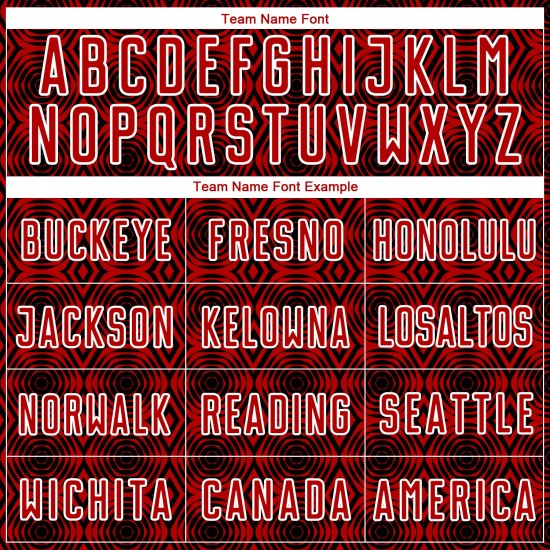 Red Shapes Jersey Black-White Uniform Custom Geometric Soccer Sublimation Red Shapes Jersey Black-White Uniform Custom Geometric Soccer Sublimation