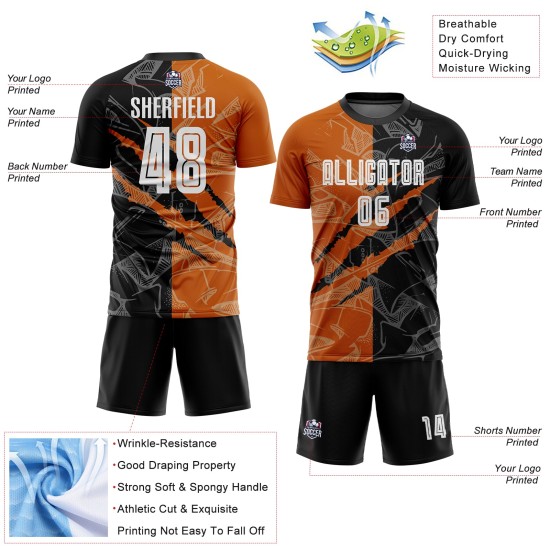 Graffiti Pattern Soccer Uniform Scratch Black-Texas Orange Jersey Sublimation Custom Graffiti Pattern Soccer Uniform Scratch Black-Texas Orange Jersey Sublimation Custom