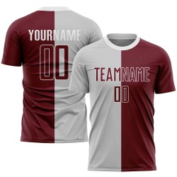 Sublimation Custom Split Soccer Crimson-White Uniform Gray Fashion Jersey