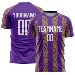 Uniform Sublimation Custom Gold Soccer White-Old Abstract Purple Jersey Shape Uniform Sublimation Custom Gold Soccer White-Old Abstract Purple Jersey Shape