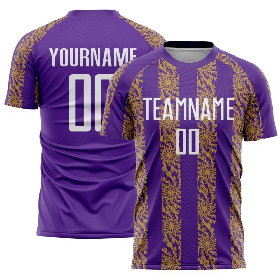 Uniform Sublimation Custom Gold Soccer White-Old Abstract Purple Jersey Shape Uniform Sublimation Custom Gold Soccer White-Old Abstract Purple Jersey Shape