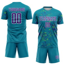 Purple-Neon Uniform Soccer Green Jersey Abstract Fragment Teal Sublimation Art Custom