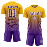 Soccer Gradient Uniform Jersey Line Purple-White Sublimation Custom Gold Soccer Gradient Uniform Jersey Line Purple-White Sublimation Custom Gold