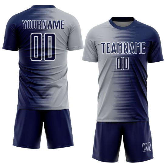 Sublimation Gray-White Custom Navy Gradient Jersey Uniform Line Soccer Sublimation Gray-White Custom Navy Gradient Jersey Uniform Line Soccer