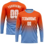 White-Light Soccer Blue Fashion Sublimation Jersey Sleeve Orange Uniform Fade Custom Long White-Light Soccer Blue Fashion Sublimation Jersey Sleeve Orange Uniform Fade Custom Long