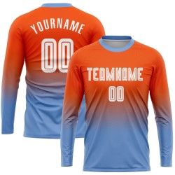 White-Light Soccer Blue Fashion Sublimation Jersey Sleeve Orange Uniform Fade Custom Long