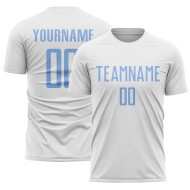 Blue Jersey Light Uniform Soccer Sublimation Custom White