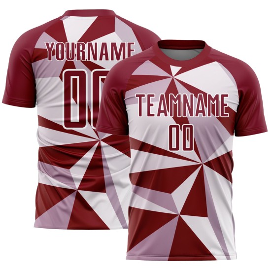 Uniform Crimson Pattern Custom Soccer White Geometric Jersey Sublimation Uniform Crimson Pattern Custom Soccer White Geometric Jersey Sublimation