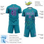 Purple-Neon Uniform Soccer Green Jersey Abstract Fragment Teal Sublimation Art Custom Purple-Neon Uniform Soccer Green Jersey Abstract Fragment Teal Sublimation Art Custom