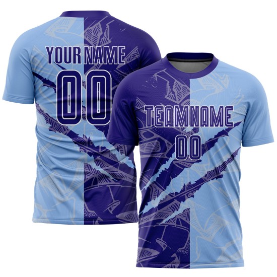 Soccer Sublimation Graffiti Custom Scratch Jersey Pattern Uniform Blue Purple-Light Dark Soccer Sublimation Graffiti Custom Scratch Jersey Pattern Uniform Blue Purple-Light Dark