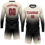 Jersey Custom Fashion Fade Crimson-Black Long Soccer Sublimation Cream Sleeve Uniform Jersey Custom Fashion Fade Crimson-Black Long Soccer Sublimation Cream Sleeve Uniform