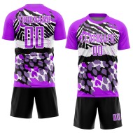 Black-White Soccer Purple Animal Sublimation Custom Print Jersey Uniform