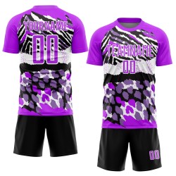 Black-White Soccer Purple Animal Sublimation Custom Print Jersey Uniform Black-White Soccer Purple Animal Sublimation Custom Print Jersey Uniform