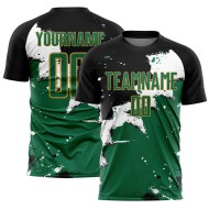 Green-Old Jersey Uniform Custom Sublimation Gold Soccer Kelly Spalsh Black