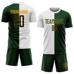 Jersey White Custom Fashion Split Green-Gold Uniform Sublimation Soccer Jersey White Custom Fashion Split Green-Gold Uniform Sublimation Soccer