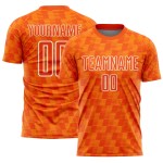 Sublimation Orange Soccer Jersey Custom Bay Orange-White Line Uniform Sublimation Orange Soccer Jersey Custom Bay Orange-White Line Uniform