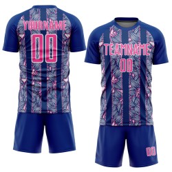 Jersey Pink-White Sublimation Uniform Custom Royal Soccer Flowers