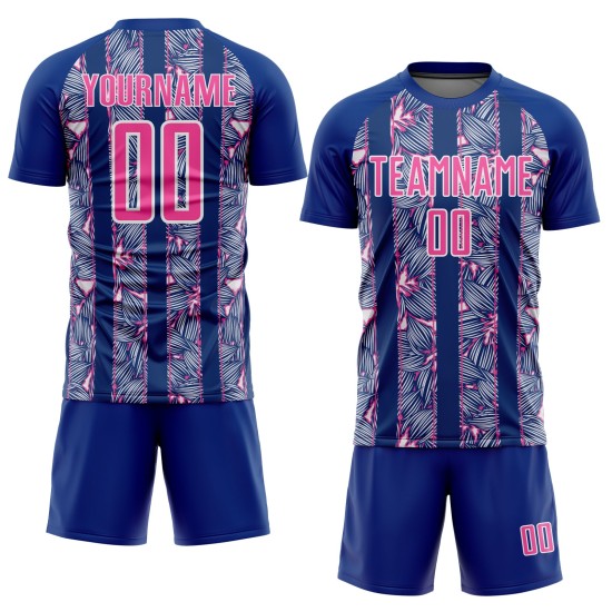 Jersey Pink-White Sublimation Uniform Custom Royal Soccer Flowers Jersey Pink-White Sublimation Uniform Custom Royal Soccer Flowers