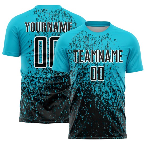 Fragment Art Lakes Blue Sublimation Soccer Jersey Custom Uniform Black-White Abstract Fragment Art Lakes Blue Sublimation Soccer Jersey Custom Uniform Black-White Abstract